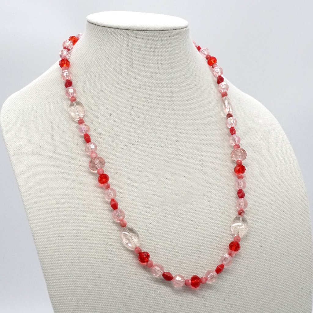 Necklace Strawberry Red Beads Crystals Coral Custom Made